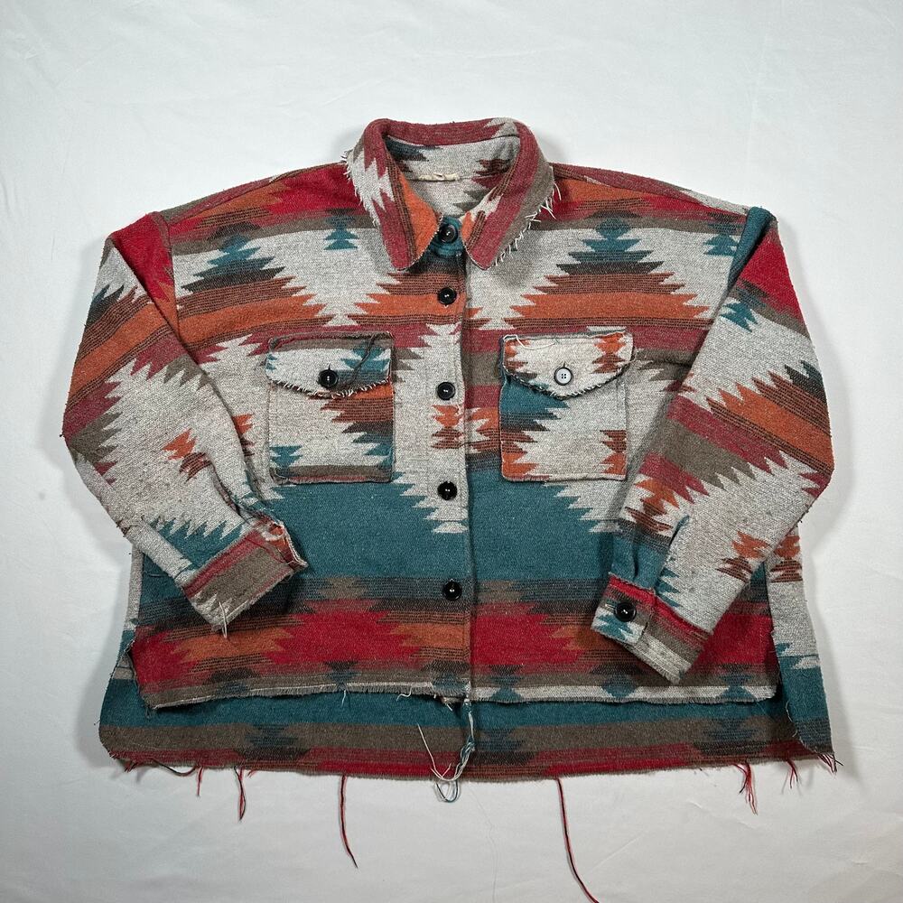 La Miel Western Aztec Cropped Shacket Size L